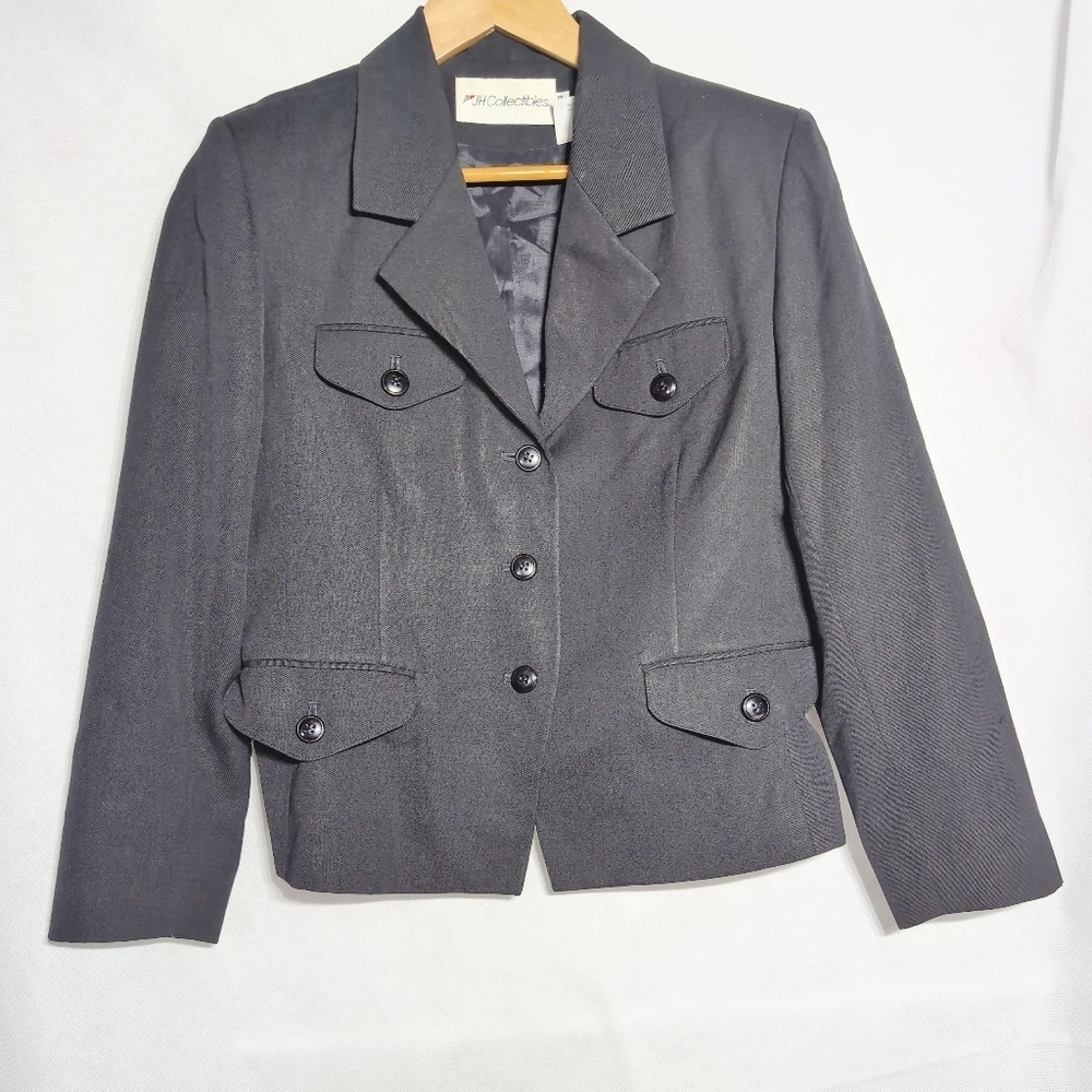 Vintage JH Collectibles Black Wool Sz 10P Women's Blazer